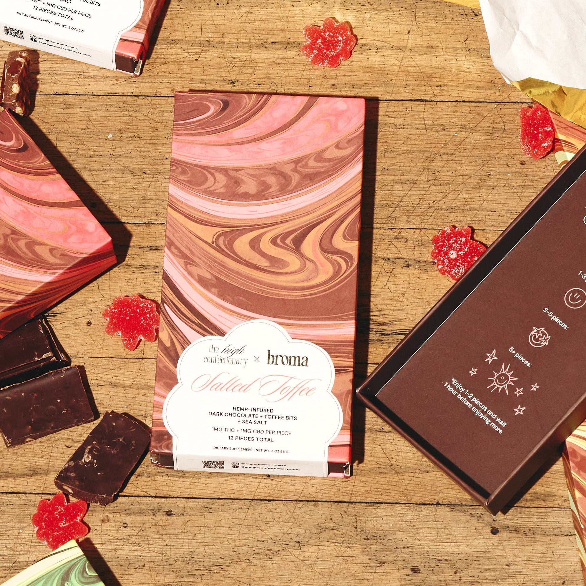 Dark Chocolate Salted Toffee Hemp Bar | 1mg THC & CBD